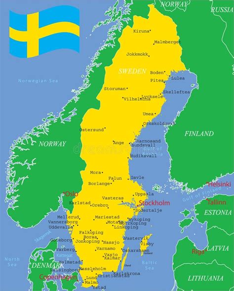 Sweden Map With Cities And Towns