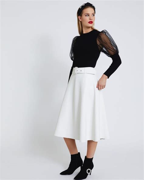 Savida Pu Midi Skirt With Belt Midi Skirt Skirts Fashion