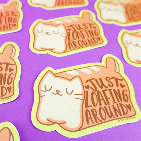 Just Loafing Around Kitty Vinyl Sticker Cute Cat Sticker Etsy