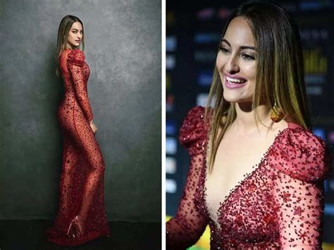 Sonakshi Sinha Beautiful Glowing Skin And Shiny Hair Tips And Her Green Golden Tulip Skirt Sexy