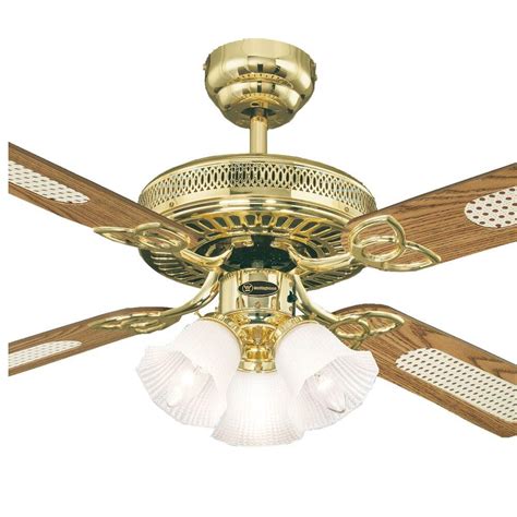 Westinghouse Monarch Trio Ceiling Fan With Light 52 Polished Brass