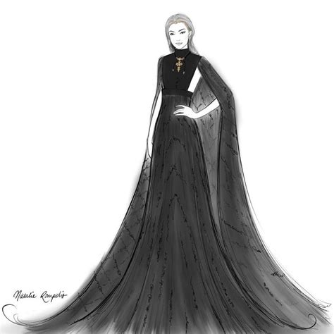 A Drawing Of A Woman In A Black Gown