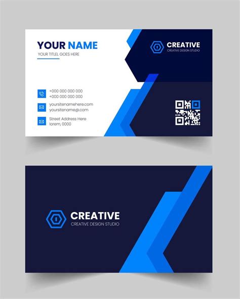Blue Modern Creative Business Card Design Template Unique Shape Modern