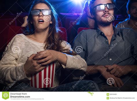 People Watching A 3d Movie At The Cinema Stock Image Image Of Mouth