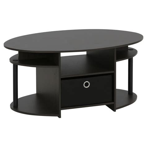 Furinno brown coffee table tables. Furinno JAYA Simple Design Oval Coffee Table with Bin ...