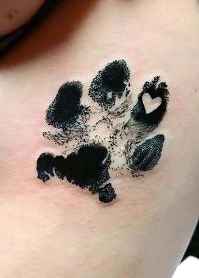 Dog Paw Print With Heart Tattoo Idea