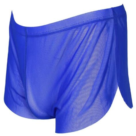 mens sexy lingerie see through mesh boxer briefs split thong swimwear panties ebay