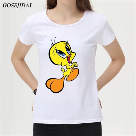 Cartoon Tweety Bird Printed T Shirt Women New Fashion Summer Funny
