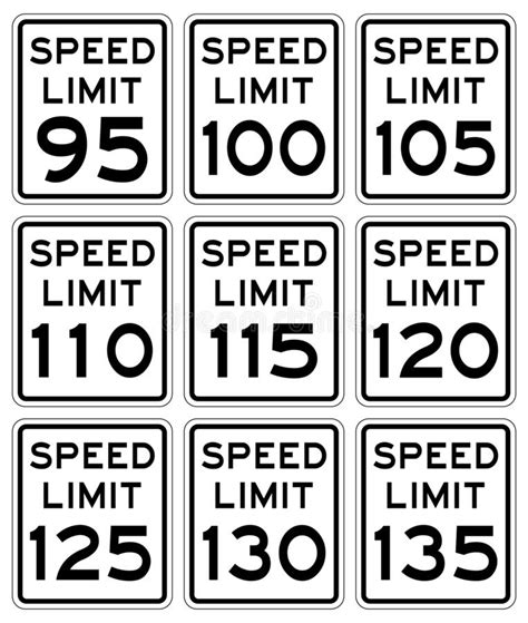 Speed Limit Sign Set Stock Vector Illustration Of Attention 174019420