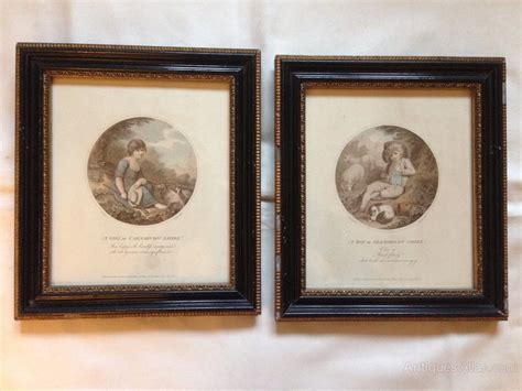 Antiques Atlas Pair Of 18thcoloured Stipple Engravings C1788