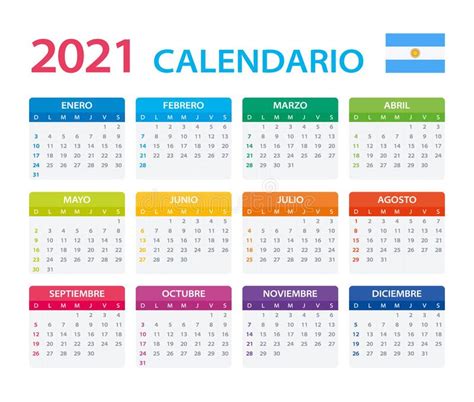 Versión Argentina Del Calendario 2021 Stock De Ilustración