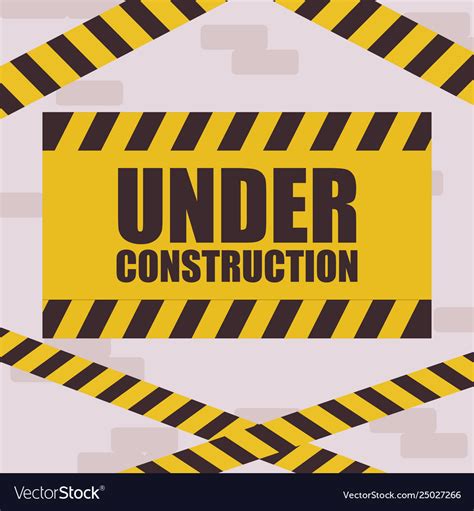 Image of various road and highway signs on a white background. Under construction label with caution tape Vector Image