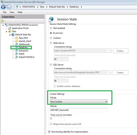 How To Set Use Cookies For Iis Web Site Session States Instead Of