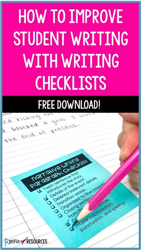 How To Improve Student Writing With Writing Checklists Rockin