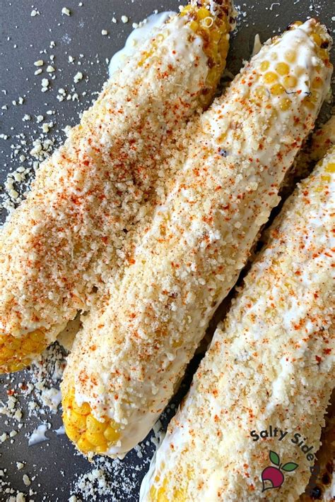 Street Mexican Corn With Parmesan Mayo Topping Salty Side Dish