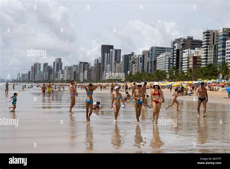People On The Beach Recife Beach Recife Pernambuco Brazil South