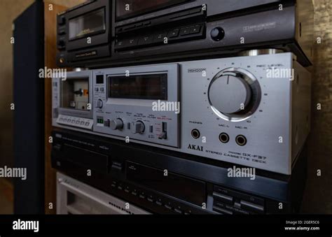 A Picture Of A Retro Stereo System Consisting Of Many Decks Stock Photo