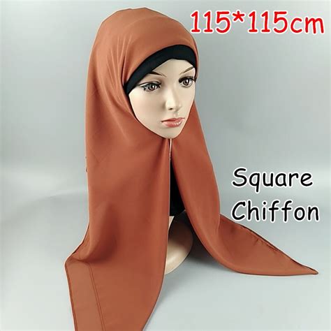 B1 High Quality Square Chiffon Hijab 115 115cm Wrap Shawls Women