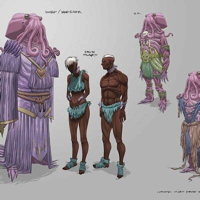 Illithids Mindflayers And Drow Slaves Fantasy Character Design