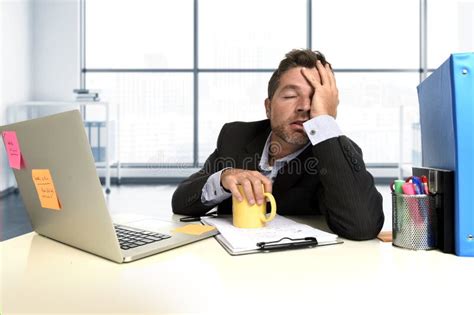Frustrated Businessman Desperate Face Expression Suffering Stress At