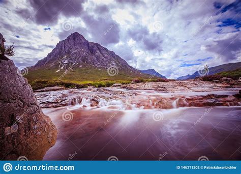 Beautiful River Mountain Landscape Scenery In Glen Coe Scottish