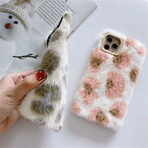 Furry Case Pink And White Iphone Fluffy Case Women Fashion Etsy