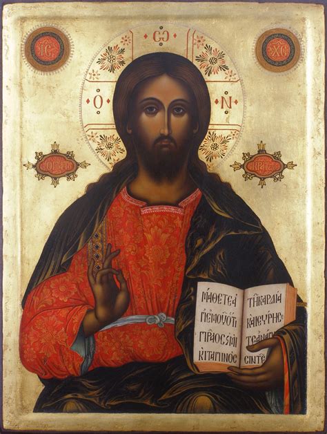 Hand Painted Orthodox Icon Of Christ Pantocrator Jesus Christ