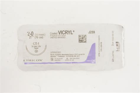 Ethicon J259 2 0 Coated Vicryl Stre Ct 1 36mm 12c Taper 27inch