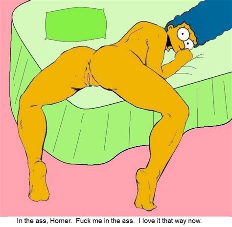 Rule 34 Ass Back View Bed Color Female Female Only Human Lying Marge Simpson Nude On Front