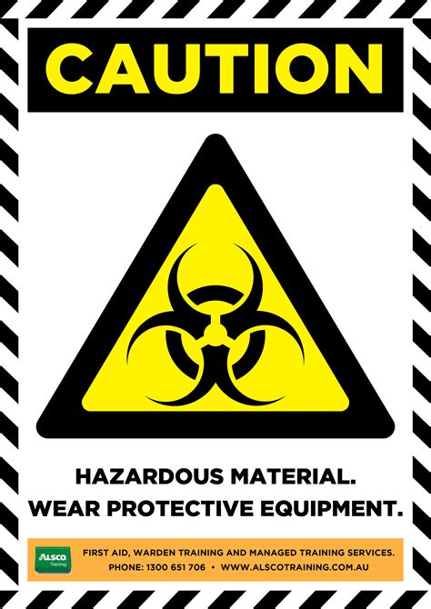 Caution Sign Posters Hazardous Material Wear Protective Equipment A4