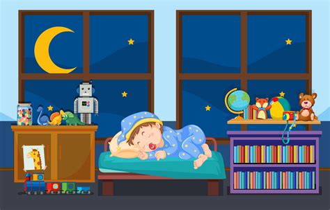 Young Child Sleeping In Bedroom 614450 Vector Art At Vecteezy