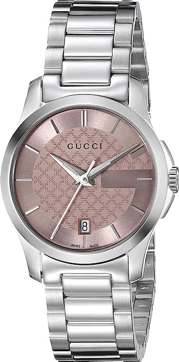 Gucci Ya126524 G Timeless Pink Dial Stainless Steel Ladies Watch