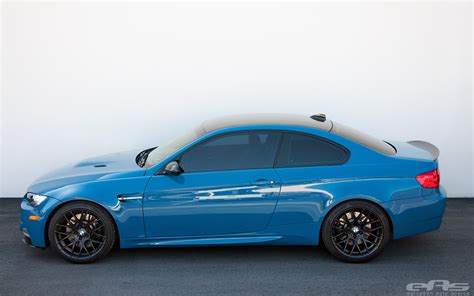 Great spec and setup on the car! Spacers Installed on Laguna Seca Blue BMW Performance M3 | BMW Performance Parts & Services