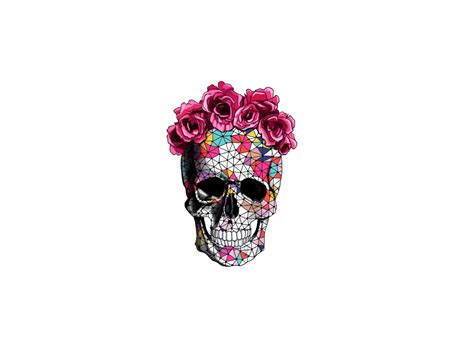 Mexican Sugar Skulls With Floral Pattern Background Png Pin By Shari