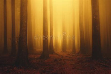 Dreamy Forest Road Dawn Or Dusk Stock Photo Image Of Autumn