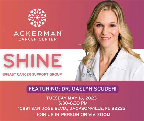 Shine Breast Cancer Support Group May 2023 Ackerman Cancer Center