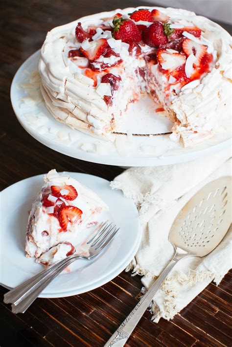 Pavlova, unlike other meringues, is crisp on the outside, but still has chew on the inside. Lick My Spoon | Roasted Strawberry Pavlova Cake with ...