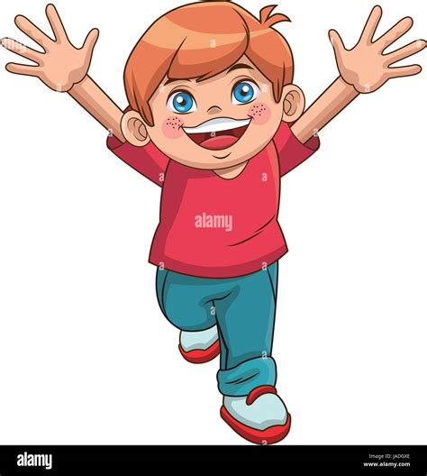 Happy Boy Cartoon Kid Emotion Smile Image Stock Vector Image And Art Alamy