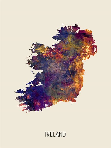 Ireland Watercolor Map Digital Art By Michael Tompsett Fine Art America