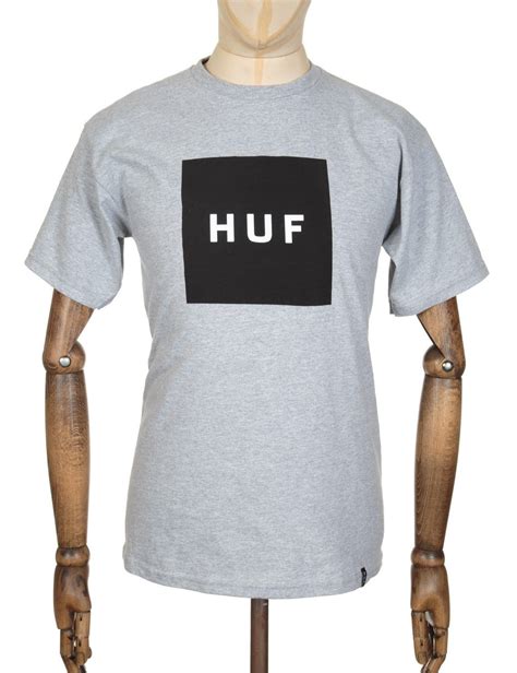 Huf Box Logo T Shirt Heather Grey Huf From Fat Buddha Store Uk