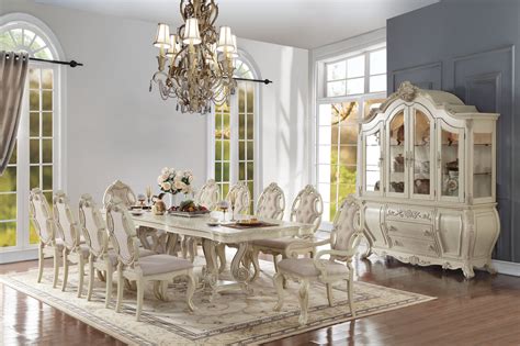 Check out this pedestal dining table i just finished! Reginald Antique White Formal 5-pc Double Pedestal 90-114 ...