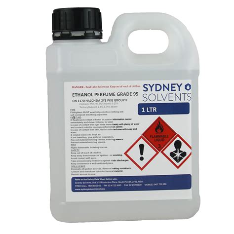 Ethanol 95pgf4 Perfume Grade 1 Litre Sydney Solvents