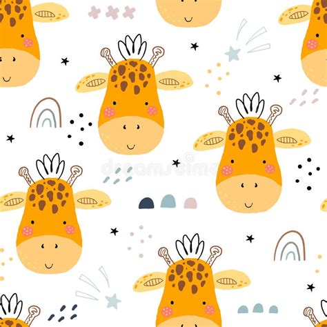 Cute Giraffe Pattern Print For Kids Funny Cute Scandinavian Giraffe