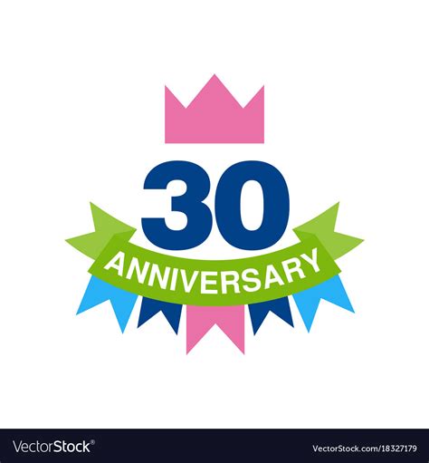 30th Anniversary Colored Logo Design Happy Vector Image