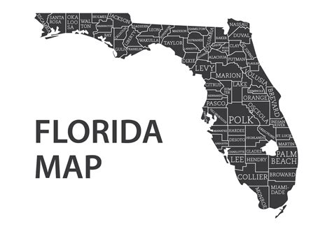Florida Map With Counties Vector 157367 Vector Art At Vecteezy