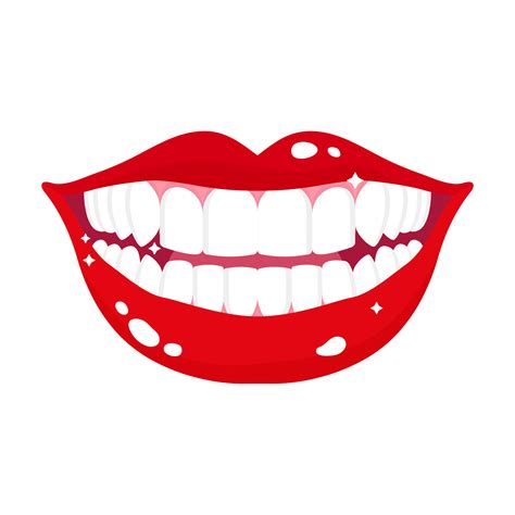 Vector Cartoon Shine Smile Mouth With Healthy And White Teeth 4242637