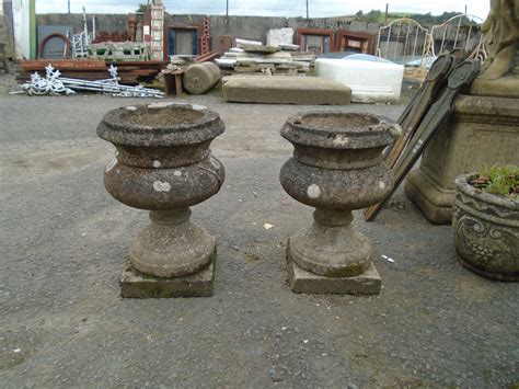 Pair Of Early 20th Century Well Weathered Composition Stone Campana