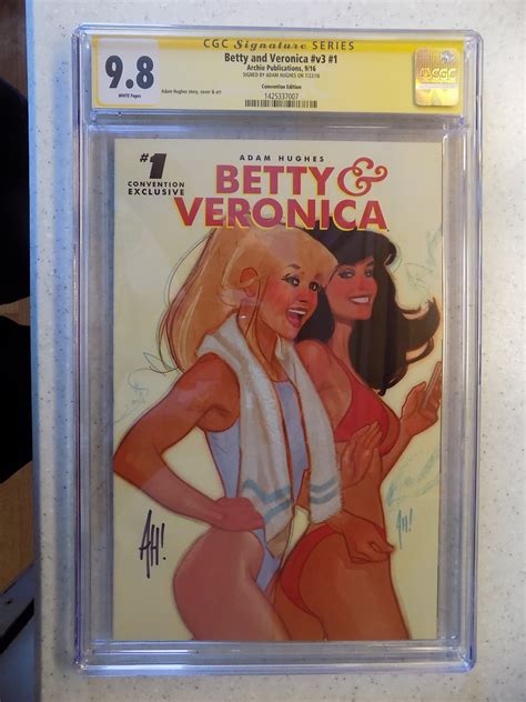 Betty And Veronica V3 1 Adam Hughes Convention Exclusive Cgc 9 8 Signed Rare Comic Books