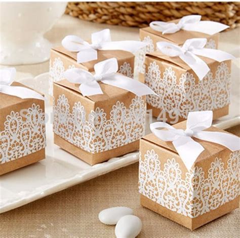 Size 555cm Print Lace Kraft Paper Boxdiy Wedding T Favor Boxes