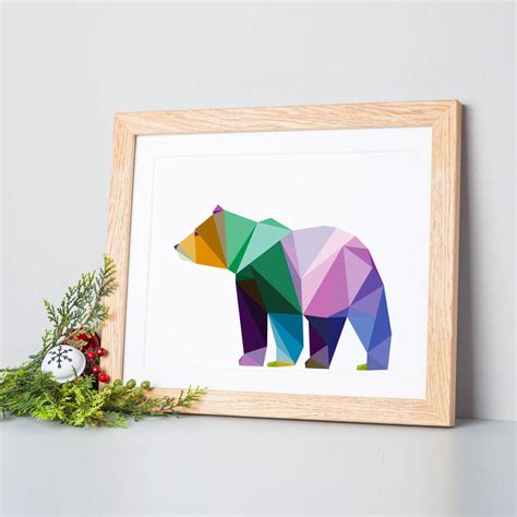 Geometric Bear Art Print By Brambler